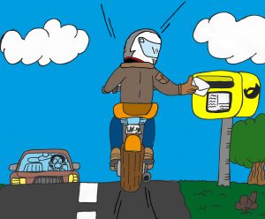Motorrad fahren - Brief in Briefkasten